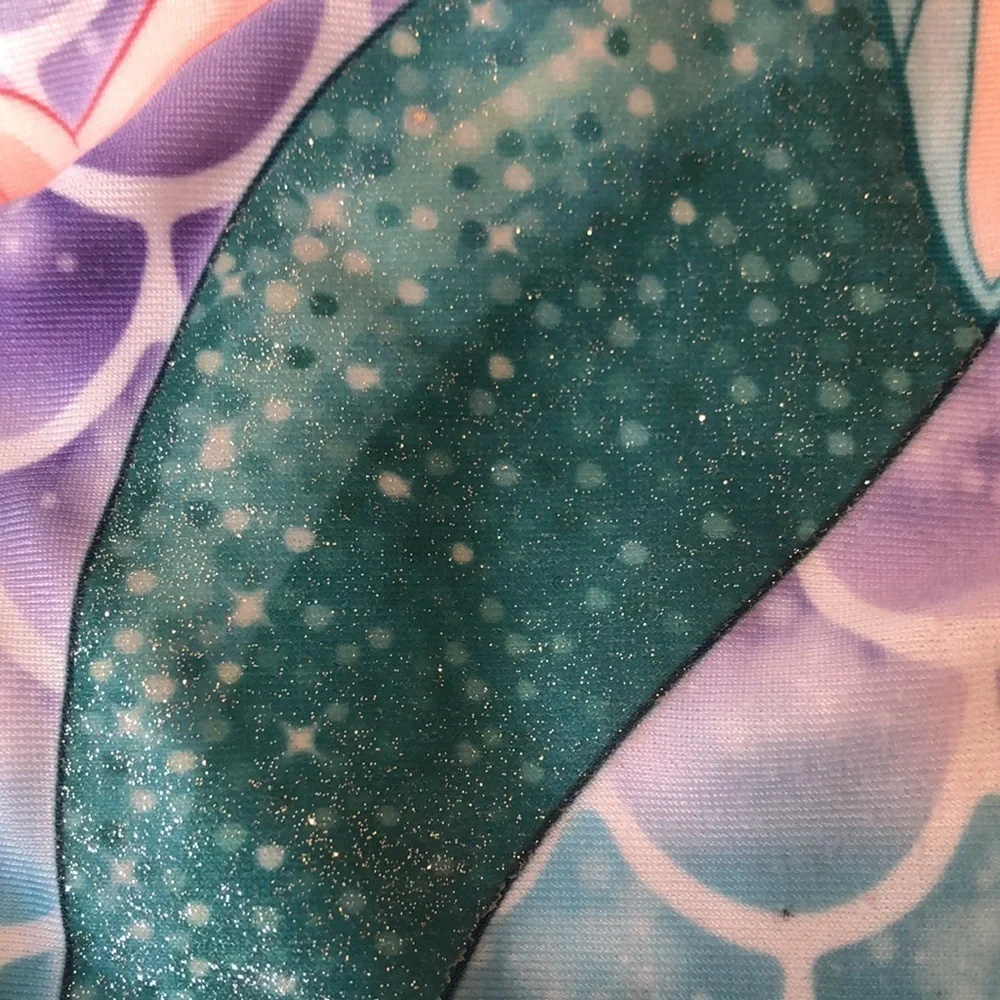 Disney Princess Ariel Mermaid Purple Teal Swimsuit Little Girls XS